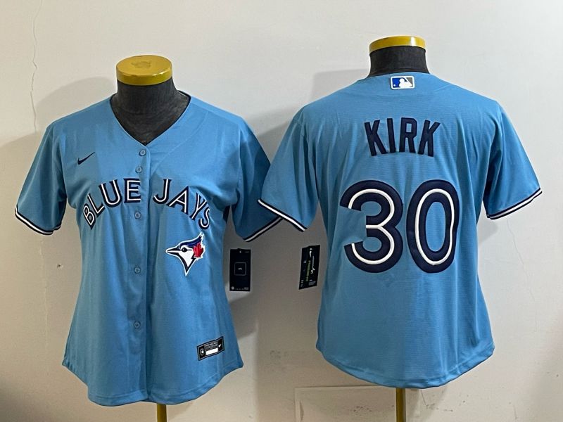 Women 2025 Nike Toronto Blue Jays #30 Kirk Light Blue Game MLB Jersey 05->women mlb jersey->Women Jersey